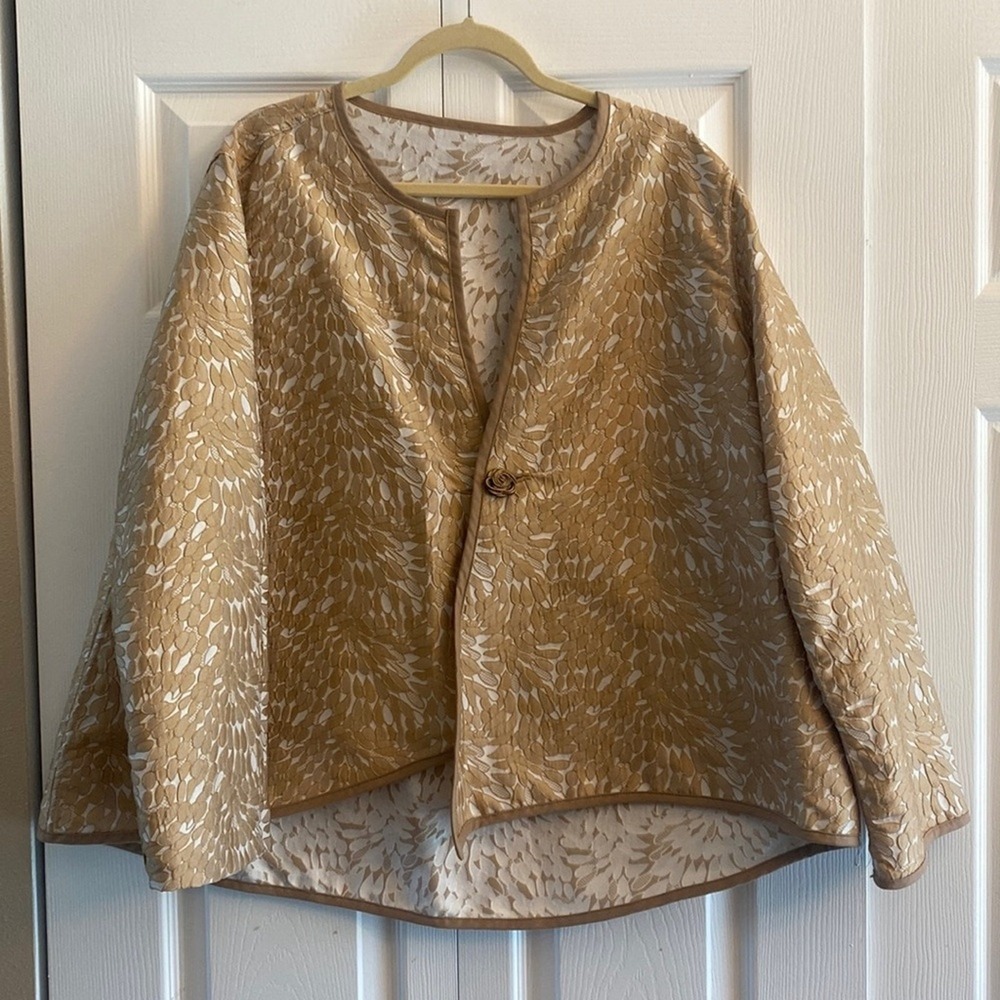 Winding River Gala Jacket Womens Size XL Gold Jacquard‎ High Low Swing Evening